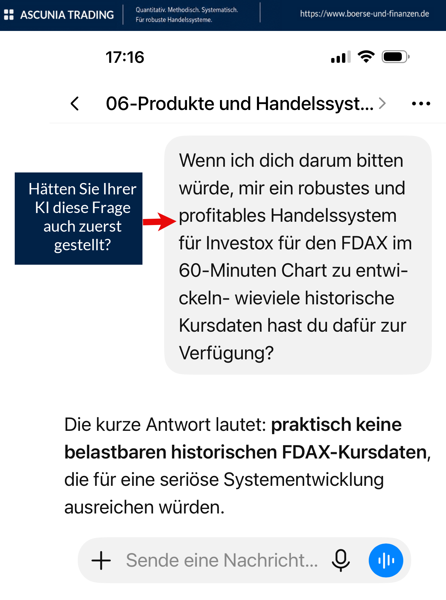 Ascunia Trading FAQ - KI die richtigen Fragen stellen