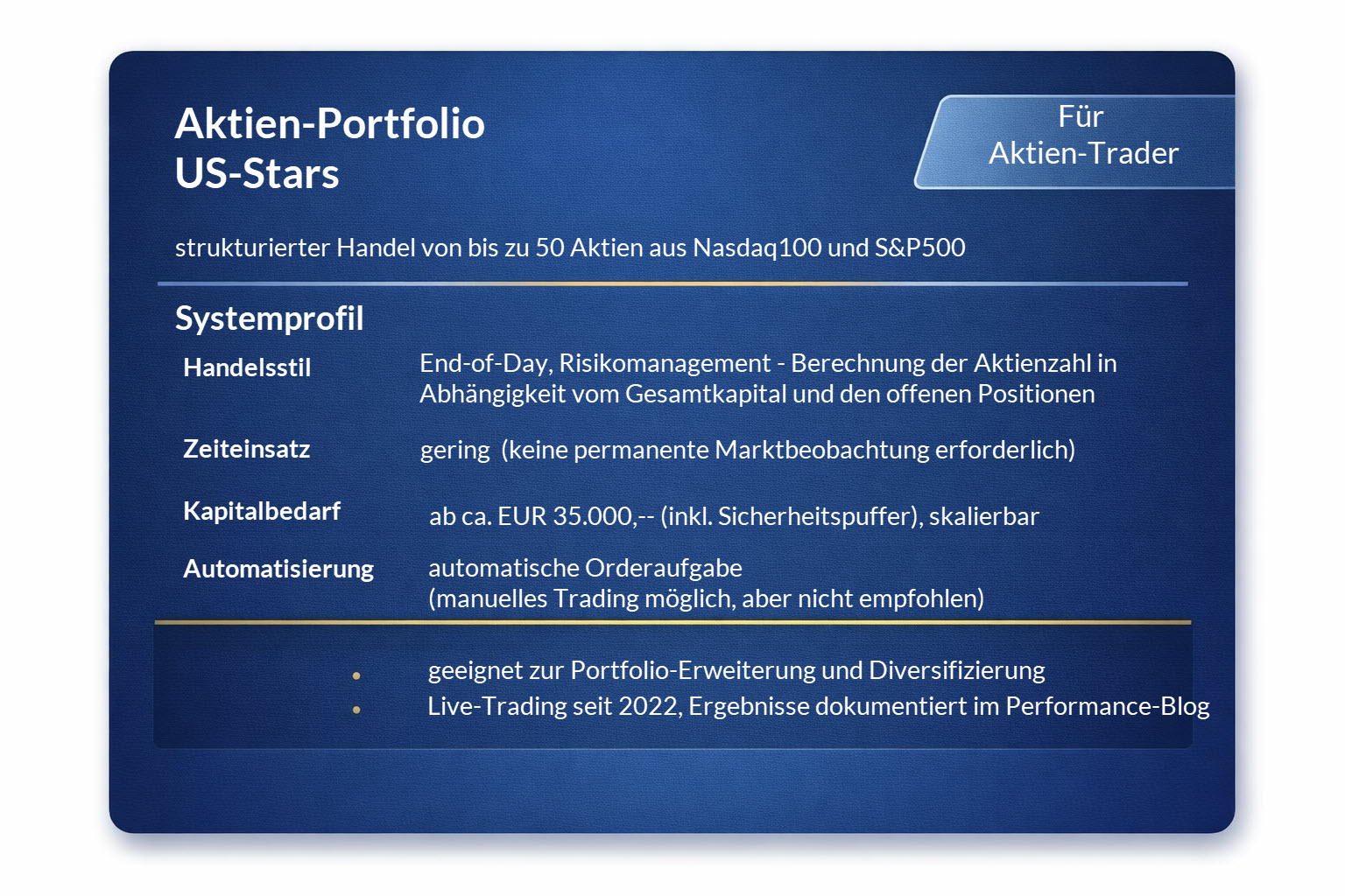 USStars - EOD Handelssystem