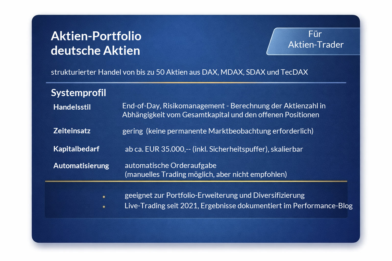 Deutsche Aktien - EOD Handelssystem